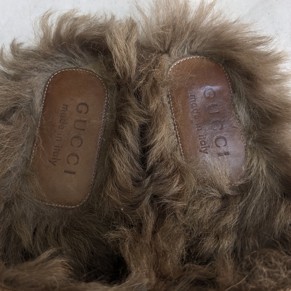 Gucci Princetown Loafers 8.5 Monogram Logo GG Fur - Picture 4 of 11